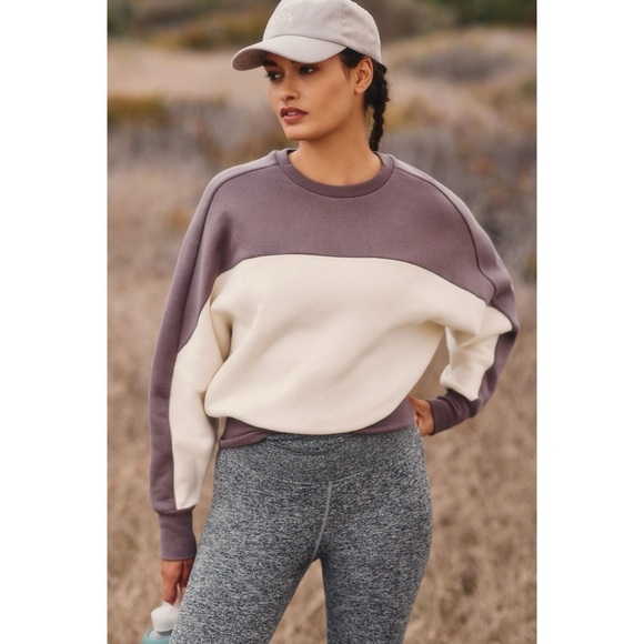 Beyond Yoga Woodland Colorblock Line It Up Sweatshirt Size XL - Picture 1 of 11